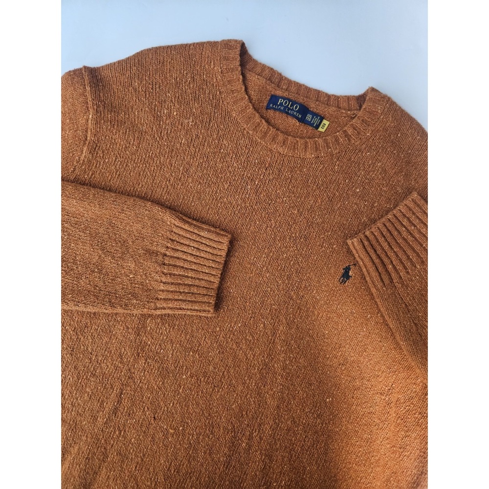 Polo Ralph Lauren Men's Wool Nylon Blend Crew Neck Sweater Orange 2XL